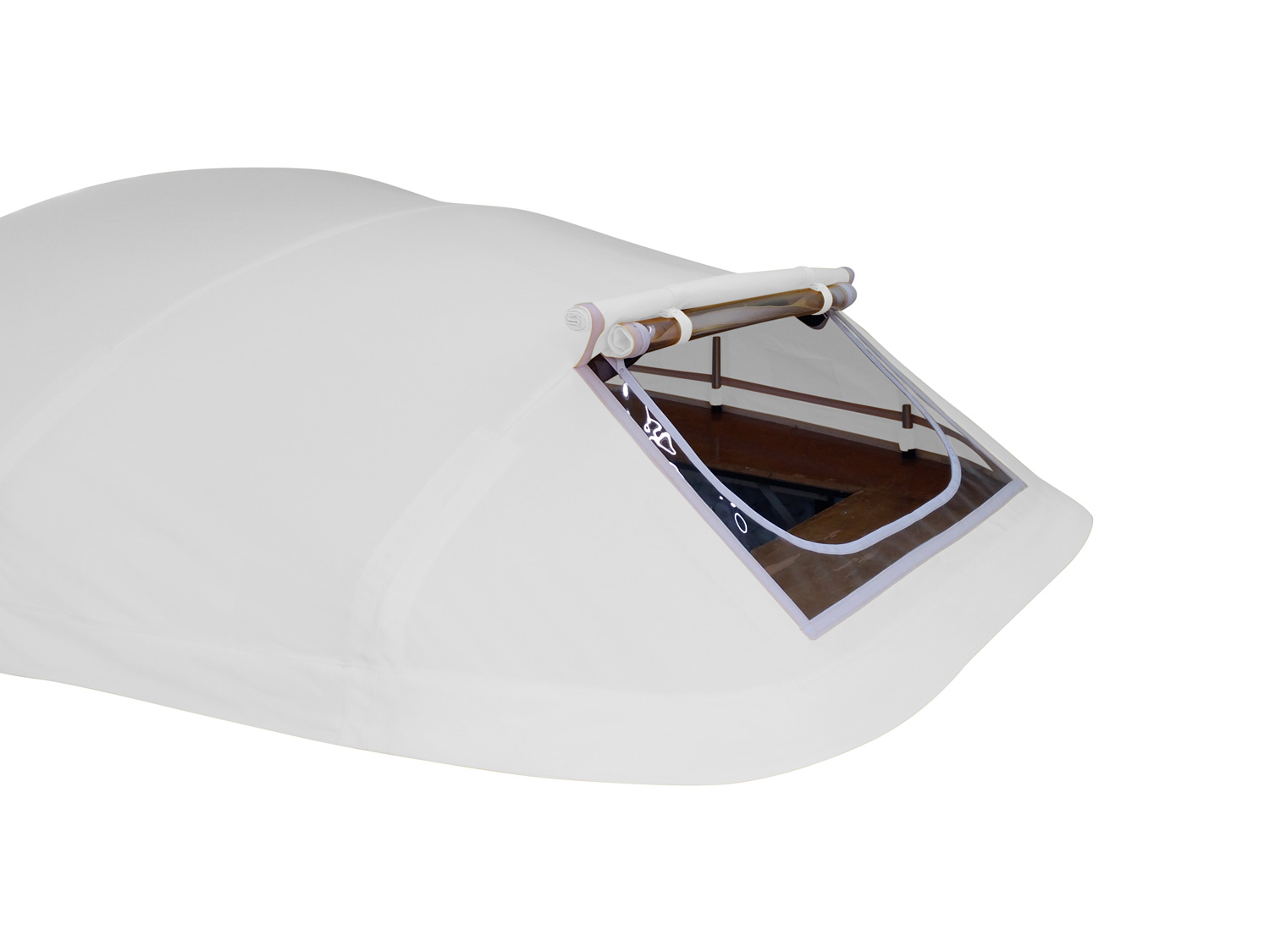 Bimini top boat cover bow dodger window side view 2