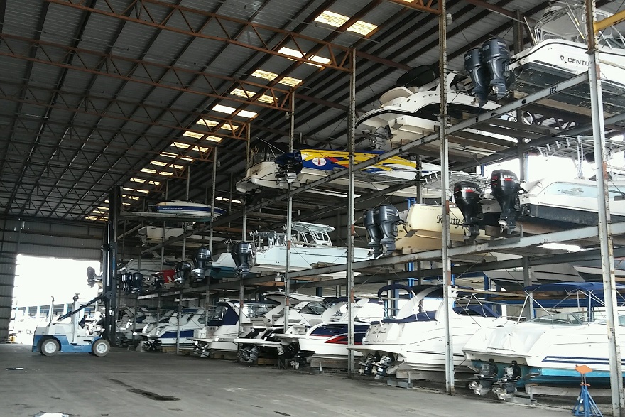 Boat storage facility, many boats.