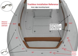 Trackless bow dodger for center console boats