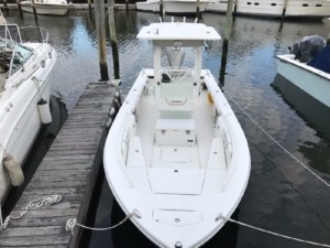 Everglades 243 CC center console fishing boat bow dodger boat shade